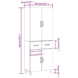 vidaXL Buffet haut Chêne marron 69,5x34x180 cm Bois d'ingénierie pas cher