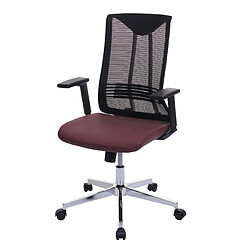 Decoshop26 Chaise de bureau ergonomique pivotante avec accoudoirs en tissu mesh bordeaux-rouge 04_0001888