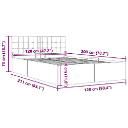 vidaXL Cadre de lit à rangement hydraulique sans matelas 120x200 cm pas cher