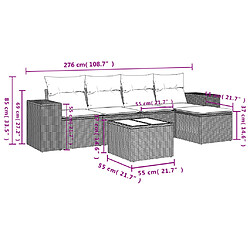 vidaXL Salon de jardin 6 pcs avec coussins noir résine tressée pas cher