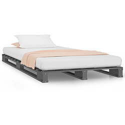 vidaXL Lit de palette sans matelas gris bois massif