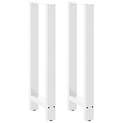 vidaXL Pieds de table basse blanc 2 pcs 40x(90-91) cm acier