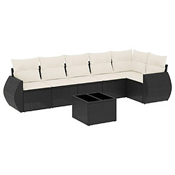 Maison Chic Ensemble Tables et chaises d'extérieur 7pcs avec coussins,Salon de jardin noir résine tressée -GKD781327