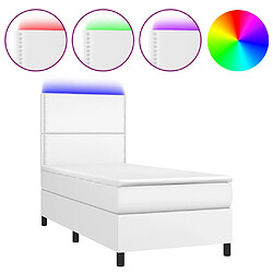 vidaXL Sommier à lattes de lit avec matelas et LED Blanc 80x200 cm