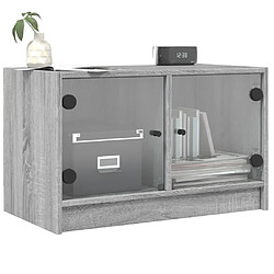 Avis vidaXL Meuble TV avec portes en verre sonoma gris 68x37x42 cm