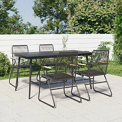 Maison Chic Mobilier à dîner 5 pcs de jardin - Ensemble table et chaises d'extérieur - Salon/Mobilier de jardin classique Noir Rotin PVC -MN35272