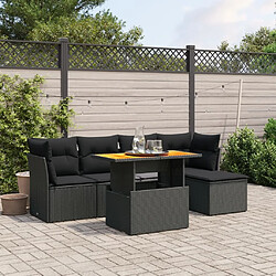 Maison Chic Ensemble Tables et chaises d'extérieur 6pcs avec coussins,Salon de jardin noir résine tressée -GKD966942