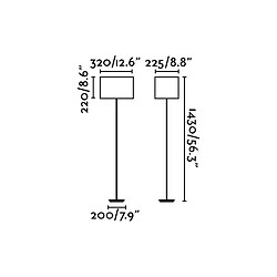 Faro Barcelona Lampadaire à 1 lumière, blanc, nickel avec abat-jour blanc, E27