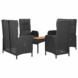 Avis Maison Chic Mobilier à dîner 5 pcs de jardin avec coussins - Ensemble table et chaises d'extérieur - Salon/Mobilier de jardin classique Noir Résine tressée -MN28978