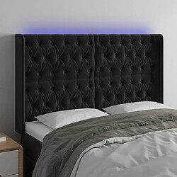 vidaXL Tête de lit à LED Noir 163x16x118/128 cm Velours