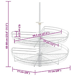 vidaXL Panier à 2 niveaux métallique de cuisine 270 degrés 71x71x80 cm pas cher