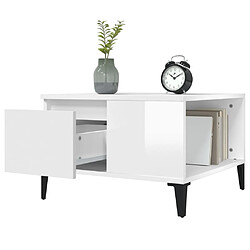 Maison Chic Table basse,Table Console Table d'appoint, Table pour salon blanc brillant 55x55x36,5 cm bois d'ingénierie -MN45466 pas cher