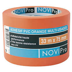 adhésif - pvc orange - 33 mètres x 75 mm - novipro 171744