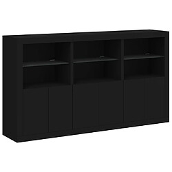 Avis Maison Chic Commode Buffet - Meuble de rangement avec lumières LED noir 181,5x37x100 cm -GKD21069