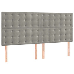 vidaXL Têtes de lit 4 pcs Gris clair 100x5x78/88 cm Velours