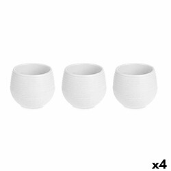 Ibergarden Set de pots Blanc Plastique 16,5 x 16,5 x 14,5 cm (4 Unités)