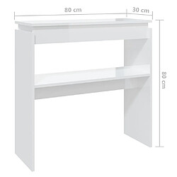 vidaXL Table console blanc brillant 80x30x80 cm bois d'ingénierie pas cher