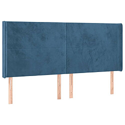 Avis Maison Chic Tête de lit scandinave à LED,meuble de chambre Bleu foncé 203x16x118/128 cm Velours -MN67879