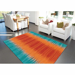 Paris Prix Tapis en Laine Tissé Fait Main Sunset Orange & Bleu 140 x 200 cm