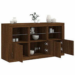 Maison Chic Commode Buffet - Meuble de rangement avec lumières LED chêne marron 123x37x67 cm -GKD30751