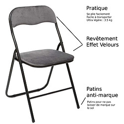 Avis Toilinux Lot de 6 Chaises pliantes effet velours - Gris clair