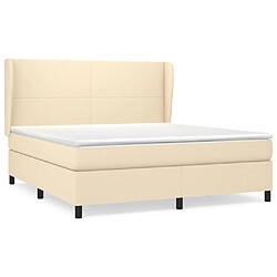 Maison Chic Lit adulte- Lit + matelas,Sommier à lattes de lit avec matelas Crème 180x200 cm Tissu -GKD39574