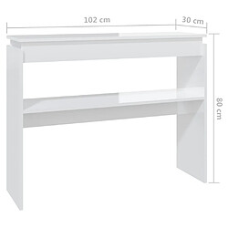 vidaXL Table console blanc brillant 102x30x80 cm bois d'ingénierie pas cher