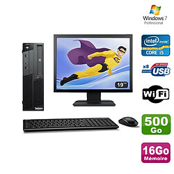 PC Lenovo M90P 5864 Core i5-650 3.2GHz 16Go 500Go Graveur WIFI W7 + Ecran 19"" - Occasion