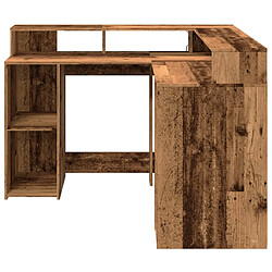 Helloshop26 Bureau table poste de travail meuble d'ordinateur informatique étude avec lumières LED vieux bois bois d'ingénierie brun 02_0023439