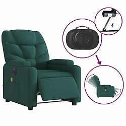 Maison Chic Fauteuil Relax pour salon, Fauteuil de massage inclinable électrique Vert foncé Tissu -GKD81706 pas cher