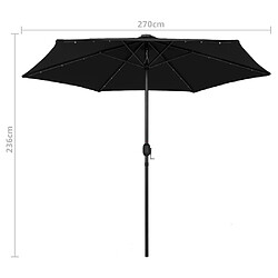 vidaXL Parasol de jardin avec lumières LED et mât en aluminium noir pas cher