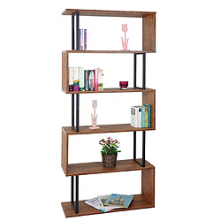 Acheter Decoshop26 Bibliothèque étagère sur pied en métal et bois véritable 4 niveaux 142x60cm 04_0001281