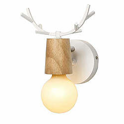 Stoex Applique Murale en Fer Bois, Moderne Lampe de Mur Simple E27 40W pour Chambre, Salon, Restaurant,Cuisine,Couloir, Blanc