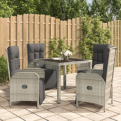 Salle à manger de jardin 5 pcs,Table et chaise à dîner avec coussins Gris -MN56933