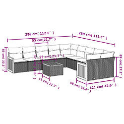 Avis Maison Chic Salon de jardin 11 pcs avec coussins | Ensemble de Table et chaises | Mobilier d'Extérieur gris résine tressée -GKD76476