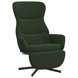 vidaXL Chaise de relaxation avec repose-pied Vert foncé Velours