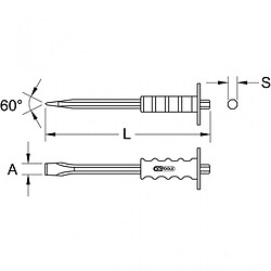 KS TOOLS 156.0532 Ciseaux de maçon corps hexagonal 16mm L.300mm