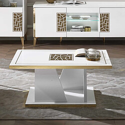 Dansmamaison Table basse Blanc brillant/Or - NAHESA