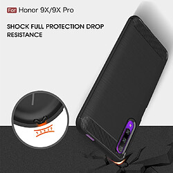 Wewoo Coque TPU en fibre de carbone à texture brossée pour Huawei Honor 9X / 9X Pro Noir pas cher