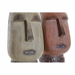 Vase DKD Home Decor Beige Terre cuite Résine Moderne (16 x 17 x 30 cm) (2 pcs) - Reconditionné