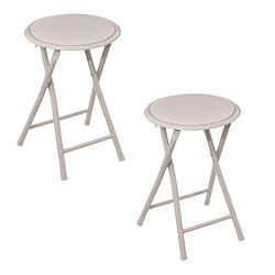 Five Simply Smart Lot de 2 tabourets d'appoint pliables en PVC - Beige