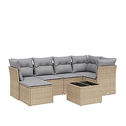 Maison Chic Ensemble à manger d'extérieur 7 pcs avec coussins,Salon de jardin,Mobilier de jardin mélange beige résine tressée -GKD833992