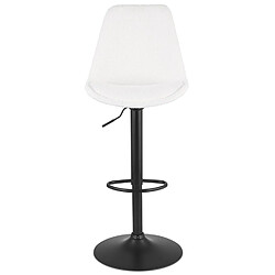 Acheter Alterego Tabouret réglable 'ROSITA' en tissu bouloché blanc et pied en métal noir