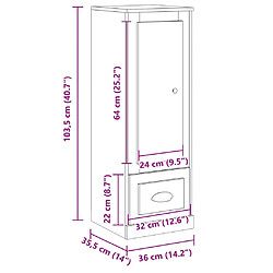 vidaXL Buffet haut chêne artisanal 36x35,5x103,5 cm bois d'ingénierie pas cher