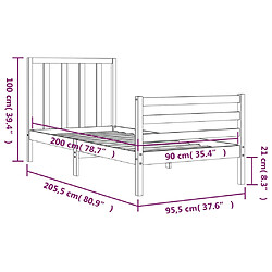 vidaXL Cadre de lit sans matelas 90x200 cm bois de pin massif pas cher