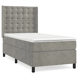 vidaXL Sommier à lattes de lit et matelas Gris clair 90x190 cm Velours