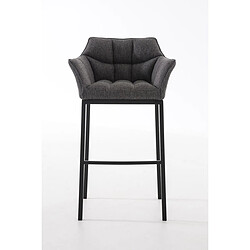 Decoshop26 Tabouret de bar chaise haute de comptoir couture carrées assise en tissu gris titane 4 pieds stables en métal noir 10_0004706