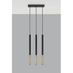 Luminaire Center Suspension Mozaica Acier Or noir 3 ampoules 90cm