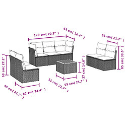 Avis Maison Chic Salon de jardin 8 pcs avec coussins | Ensemble de Table et chaises | Mobilier d'Extérieur gris résine tressée -GKD25603