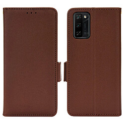 Etui en PU texture litchi, magnétique avec support, marron pour votre Blackview A100